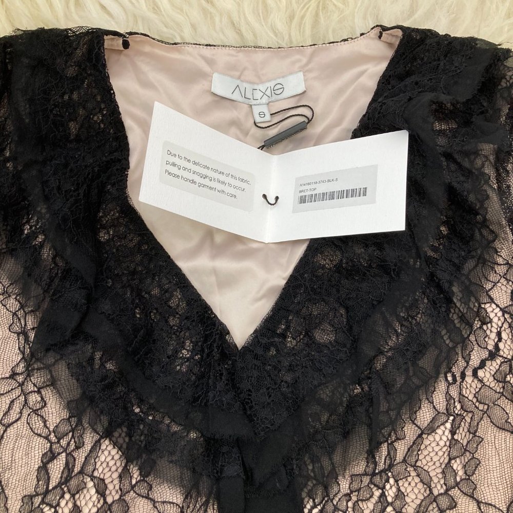 ALEXIS Lace Pattern V-Neck Blouse - Picture 7 of 14